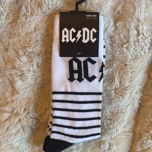 AC/DC Black and White Striped Socks- NWT